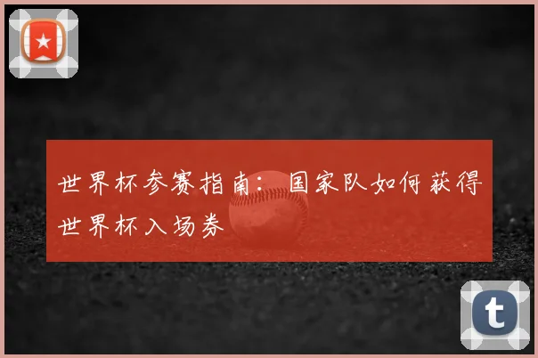 世界杯参赛指南：国家队如何获得世界杯入场券