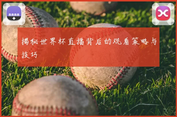 揭秘世界杯直播背后的观看策略与技巧